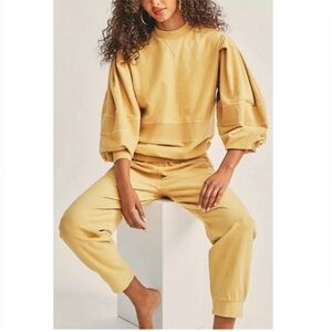LoveShackFancy Amita Amber Yellow/ Mustard Yellow Fleece Jogger set 2pc